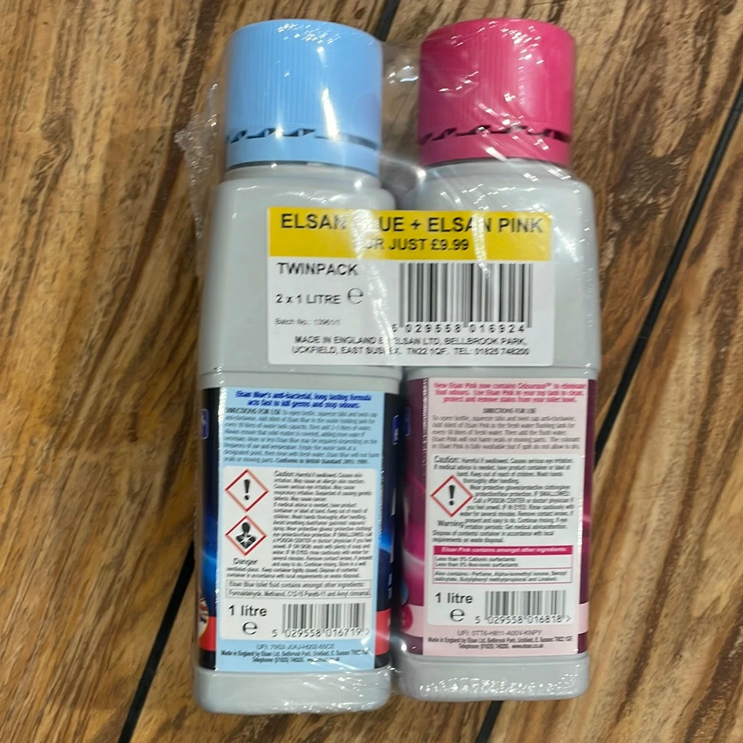 CARAVAN & MOTORHOME Elsan Blue And Pink 1L Twin Pack