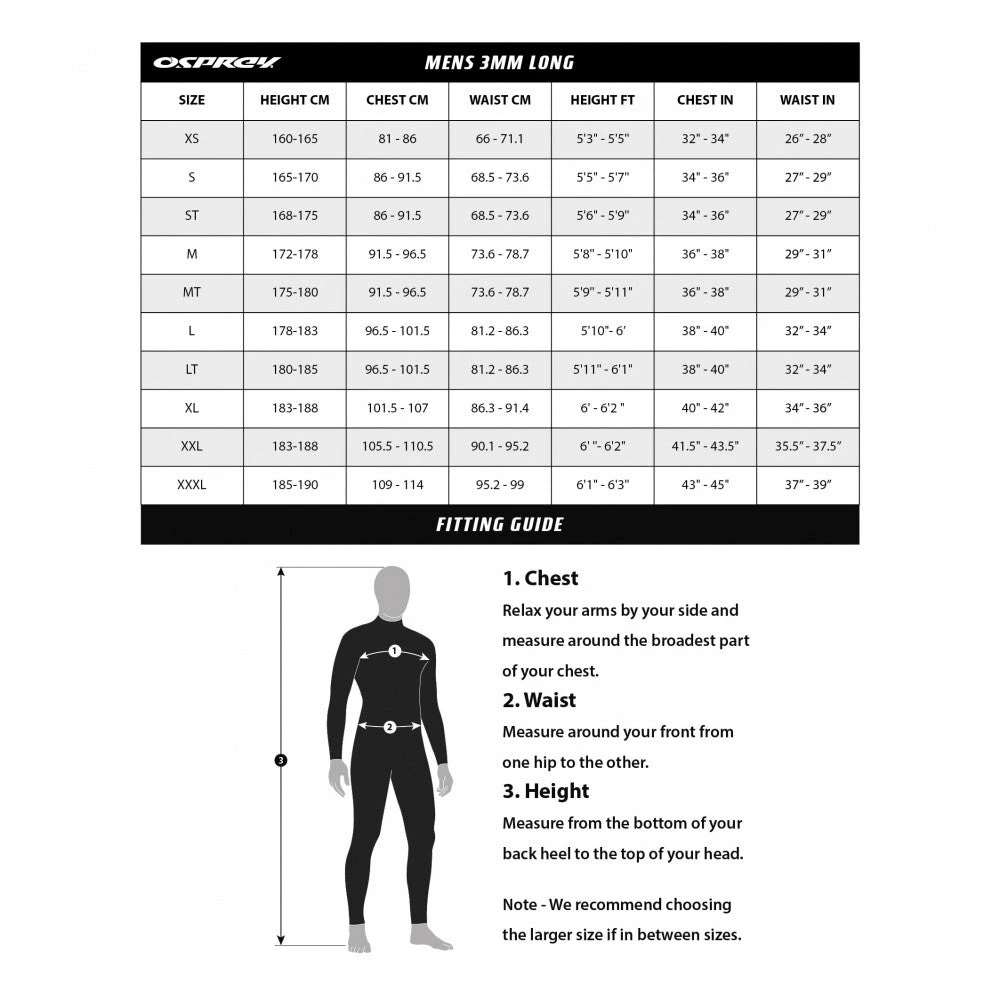 OUTDOOR LIVING Osprey Zero 3mm Mens Full Length Wetsuit